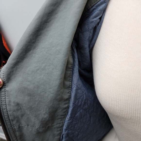 Gap TALL light green gray cotton Moto jacket - Picture 3 of 12